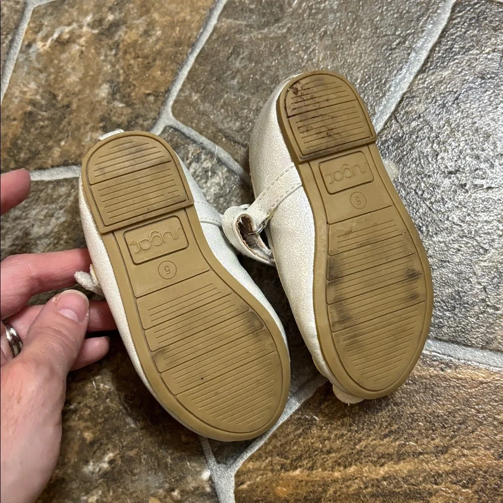 Sugar Kids Beige Floral Mary Jane Shoes
